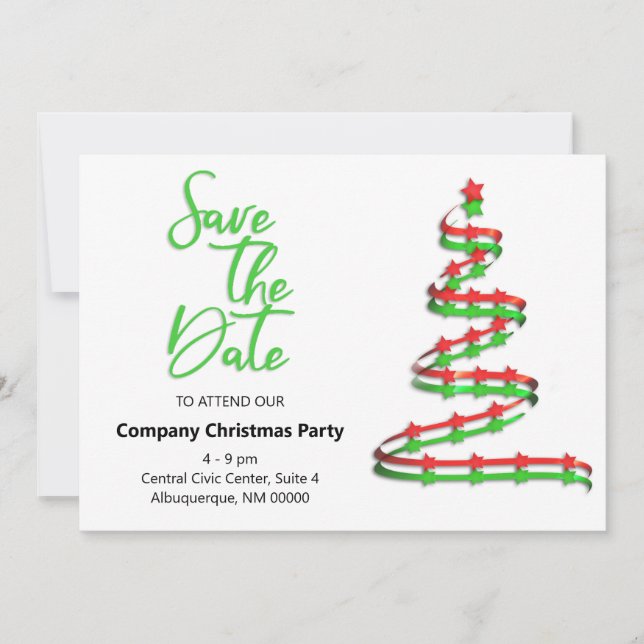 Save The Date Fête de Noël Sauvegarder La Date Arbre Contemporai (Devant)