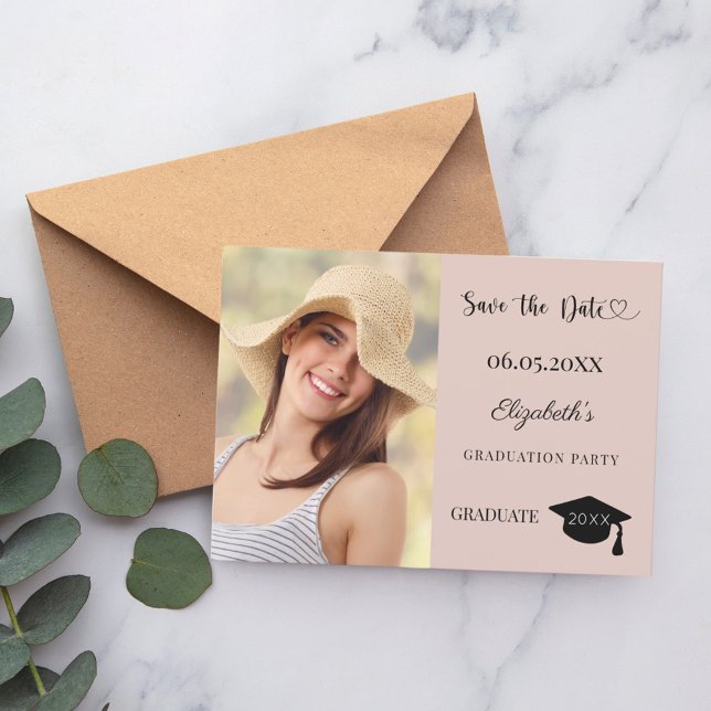Save The Date Fête de remise de diplômes moderne aux tons neutre (Créateur téléchargé)