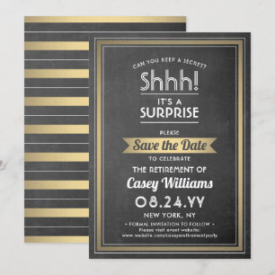 Save The Date Fête de Retraite Surprise Tableau Noir Craie Noir