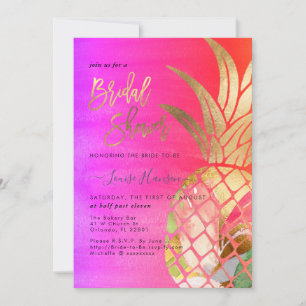 Save The Date Fête des mariées, Aquarelle Or Faux Ananas