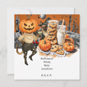 Save The Date Fête d'Halloween avec Chats et gâteaux