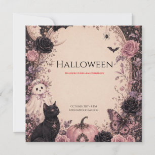 Save The Date Fête d'Halloween Élégante aux Thèmes Botaniques So