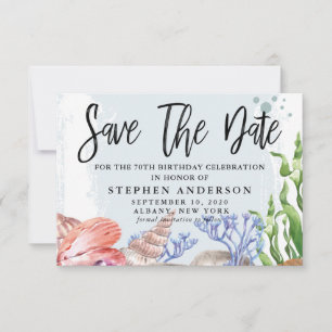 Save The Date Fête du 70e anniversaire de Watercolor Coastal