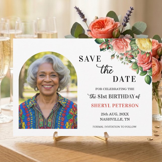 Save The Date Fête élégante de fleurs pour 81 ans (Créateur téléchargé)