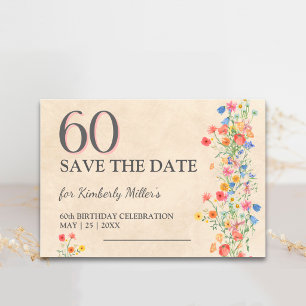 Save The Date Fête élégante des 60 ans Soft Wildflower