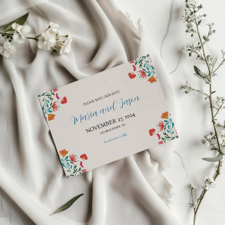 Save The Date Fête Mexicaine Floral Coloré Moderne Boda Mariage