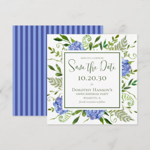 Save The Date Fête surprise pour les 100 ans avec des hortensias