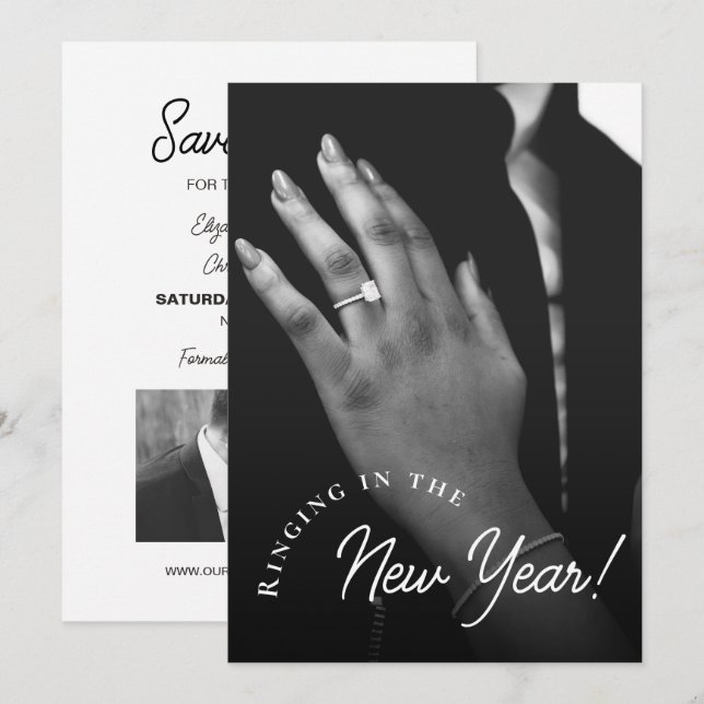 Save The Date Fêter la nouvelle année 2 Photos de fiançailles (Devant / Derrière)