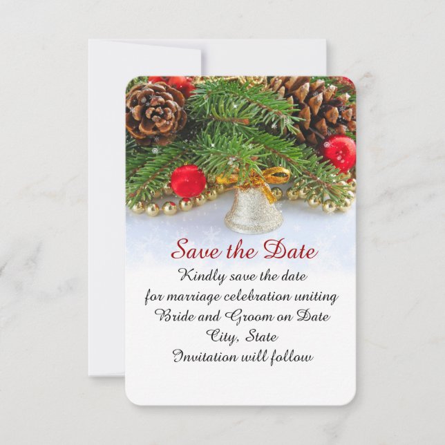 Save The Date Fêtes de Noël Bell Enregistrer la date (Devant)