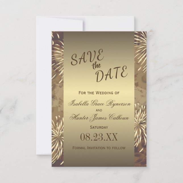 Save The Date Feu d'Mariage d'or (Devant)