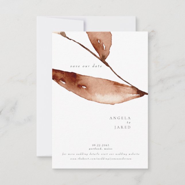 Save The Date Feuillage aquarelle automne Simplicité  (Devant)