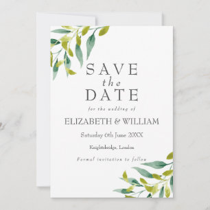Save The Date Feuillage de verdure botanique Mariage Économisez