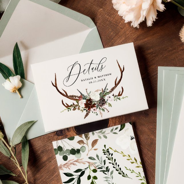 Save The Date Feuillage rustique, détails mariages floraux et ce (Créateur téléchargé)