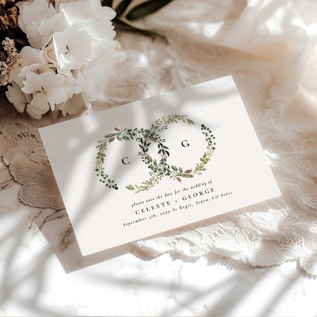Save The Date Feuillage rustique, floral et mariage de cerf (Créateur téléchargé)