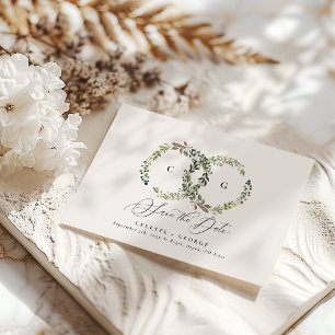 Save The Date Feuillage rustique, mariage floral et cerf