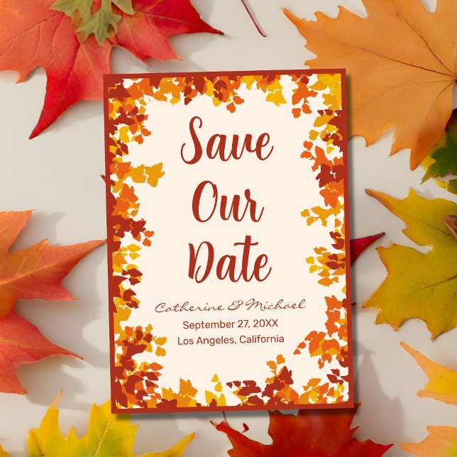 Save The Date Feuille d'érable Orange et Terracotta Mariage d'au (Créateur téléchargé)