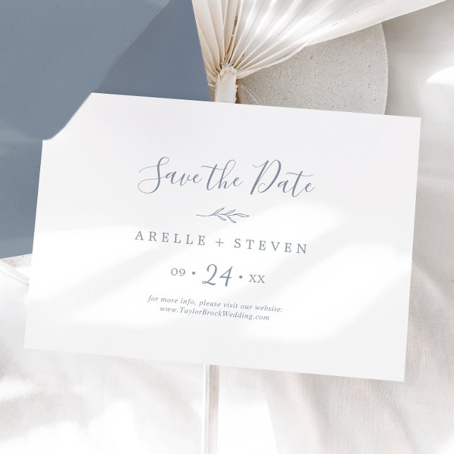 Save The Date Feuille minimale | Dusty Blue Horizontal (Créateur téléchargé)