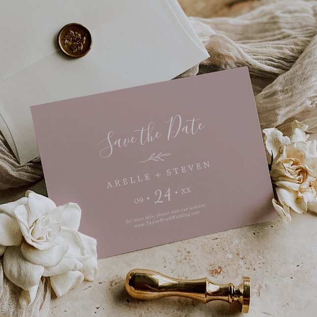 Save The Date Feuille minimale | Dusty Rose Horizontal Enregistr (Créateur téléchargé)