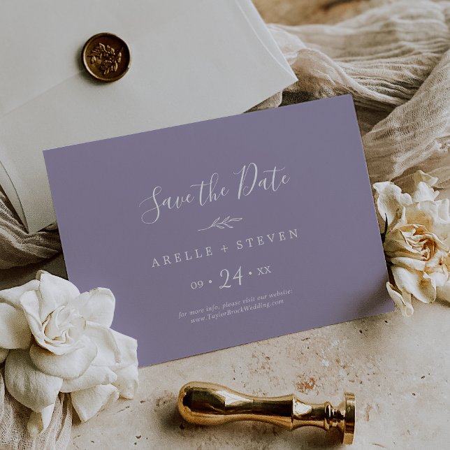 Save The Date Feuille minimale | Lavender Horizontal Enregistrer (Créateur téléchargé)