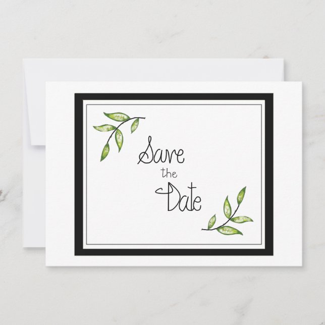 Save The Date Feuille Verte  Sauvegarder La Date (Devant)