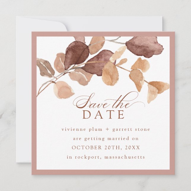 Save The Date Feuilles d'automne minimalistes modernes Enregistr (Devant)
