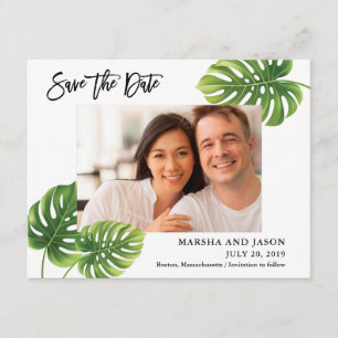 Save The Date Feuilles de palmiers tropicaux Enregistrer la cart