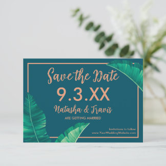 Save The Date Feuilles de palmiers tropicaux et élégants