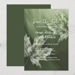 Save The Date feuilles d'érable accusant mariage de automne vert
