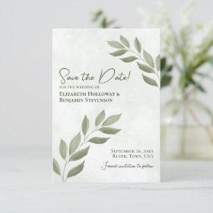 Save The Date Feuilles désireux Moderne Minimal Sage Mariage ver