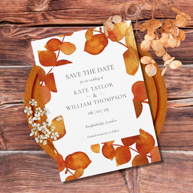 Save The Date Feuilles d'eucalyptus de la forêt (Créateur téléchargé)