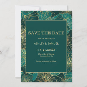Save The Date Feuilles dorés et verts