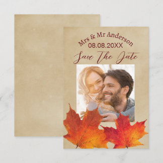 Save The Date Feuilles Rustiques Automne Mariage Étape à Sauvega