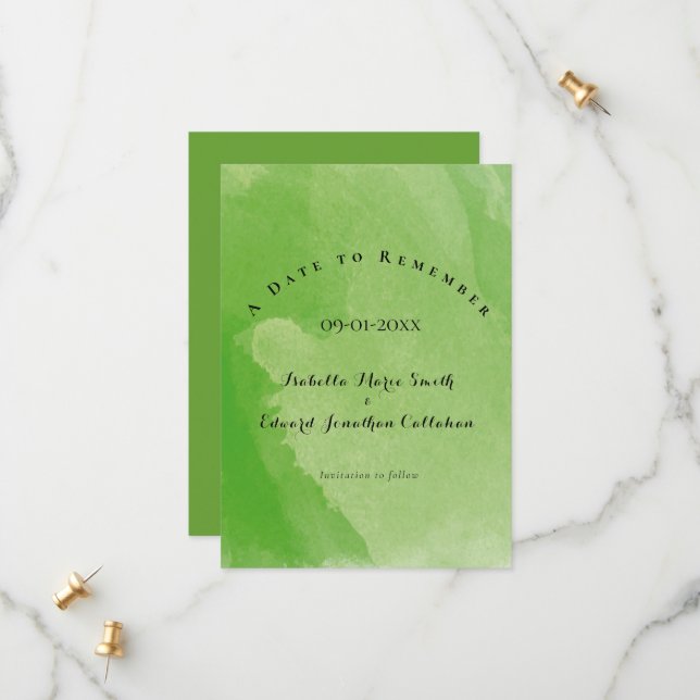 Save The Date Feuilles tropicales de Monstera de mariage vert aq (Devant/Arrière en situation)