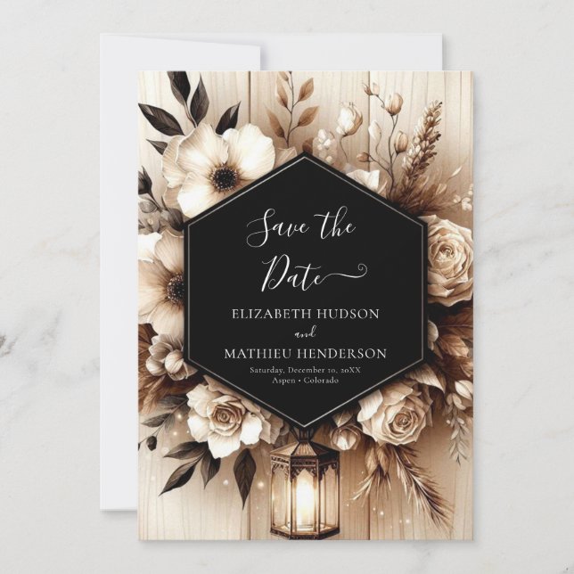 Save The Date Feux personnalisés Mariage rustique (Devant)