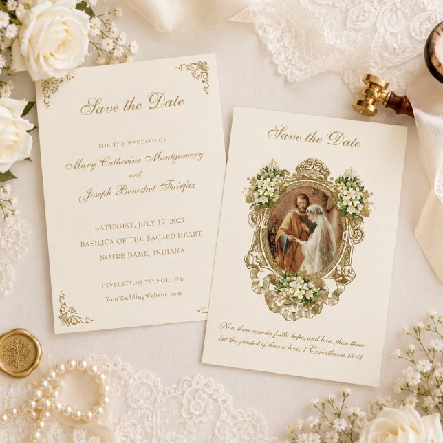 Save The Date Fiançailles de Marie et Joseph pour mariage cathol (Créateur téléchargé)