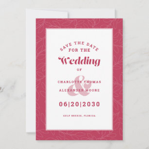 Save The Date Fiançailles Mariage Motif moderne Magenta Rouge