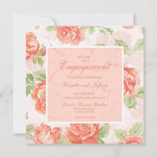 Save The Date Fiançailles rose florale orange