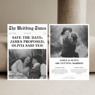 Save The Date Fiançailles vintage Mariage style journal photo