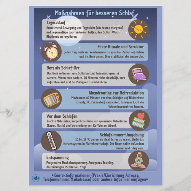 Save The Date Fiches d'information sur l'hygiène du sommeil pour (Devant)
