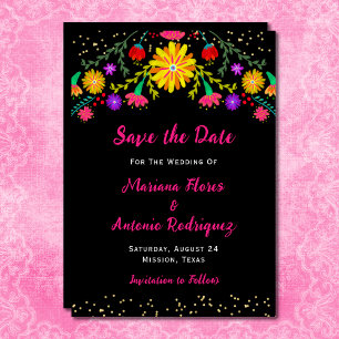 Save The Date Fiesta Floral mexicain