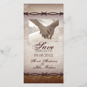 Save The Date fil barbelé mariage campagnard occidental enregist