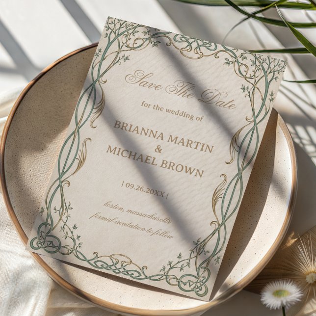 Save The Date Filigree Botanique Éthérée Celtique (Créateur téléchargé)