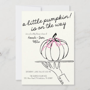Save The Date Fille Bow Baby shower d'automne Citrouilles dessin