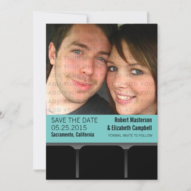 Save The Date Film Theatre Photo Enregistrer la date Invitation, (Devant)