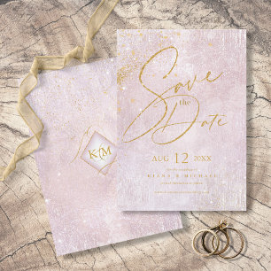 Save The Date Fine Lines Gold Abstrait Mariage Mauve ID867