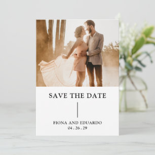 Save The Date Fiona Photo Gras Monogramme Mariage Moderne