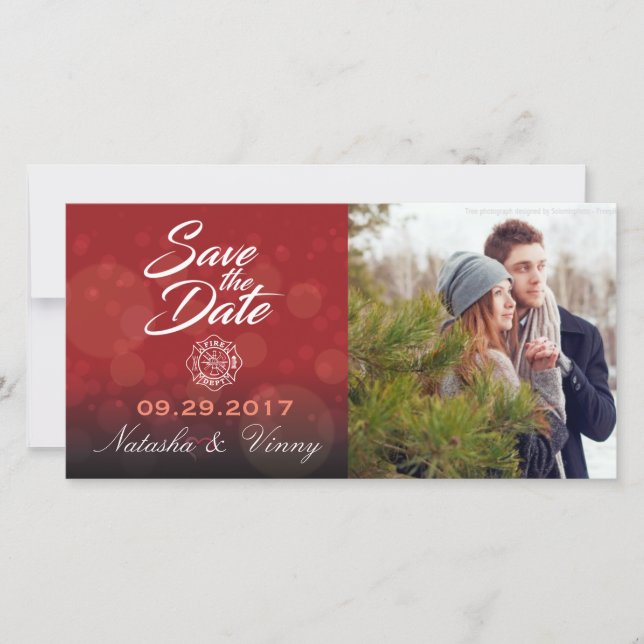 Save The Date Firefighter Sauvegardez la date Photocard 8"x4" (Devant)