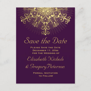 Save The Date Flacon d'or violet mariage d'hiver Enregistrer la