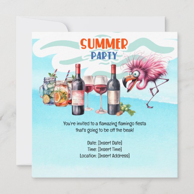 Save The Date Flamant rose Funny Design pour la fête (Devant)