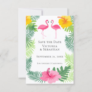 Save The Date Flamant rose Rose Mariage Tropical Enregistrer La